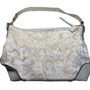 Coach White and Cream Monogram Purse